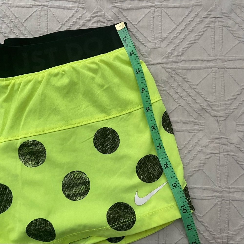 Nike Women's Lime Green and Black Polka Dot Shorts - Picture 8 of 9